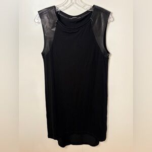 All Saints Black Dress with Leather Trim